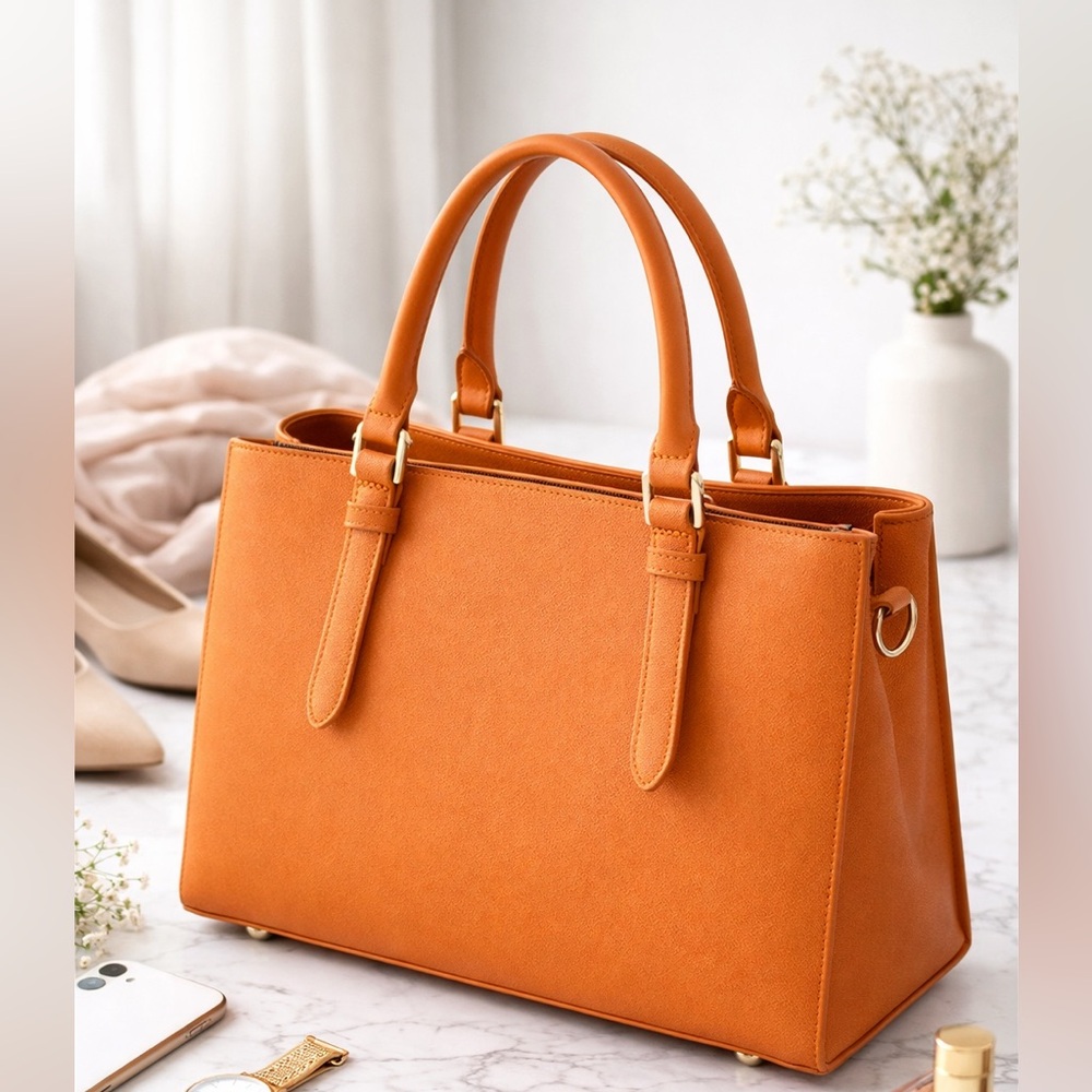 Elegant Orange Brown Handbag